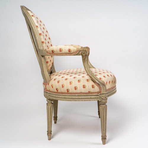 XVIIIe siècle - Suite de quatre fauteuils d'époque Transition estampillés P. Bernard
