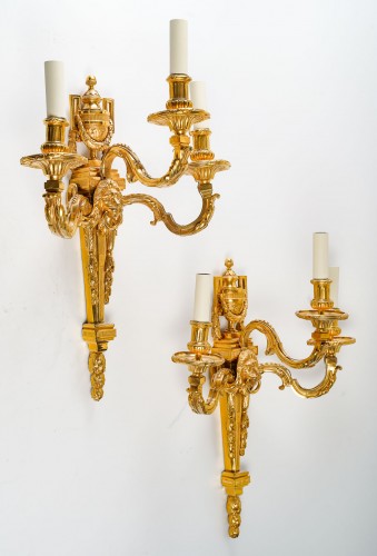 Paire d'appliques en bronze du XIXe siècle - Luminaires Style 