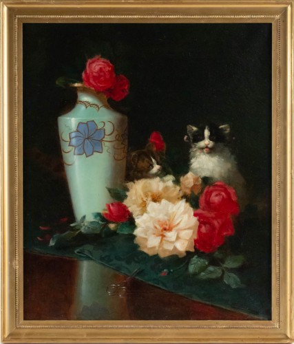 Maurice Isabelle Sprenger-Sébilleau (1849 - 1907) - Jetée de fleurs avec chats