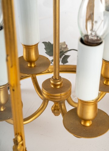 Lanterne à décor de fleurs en porcelaine - Luminaires Style 