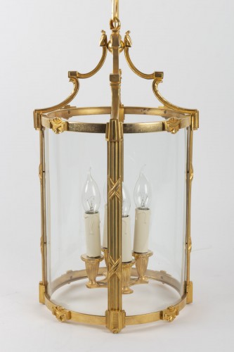 XIXe siècle - Paire de lanternes en bronze doré