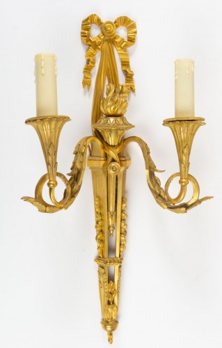 Paire d'appliques en bronze doré - Luminaires Style 