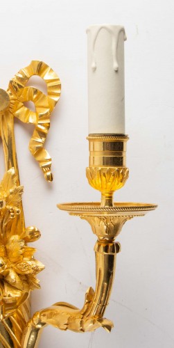 Luminaires Appliques - Suite de quatre appliques en bronze doré