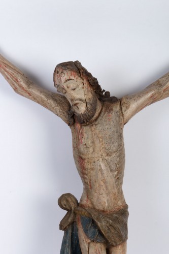 Christ en bois polychrome - Art sacré, objets religieux Style 