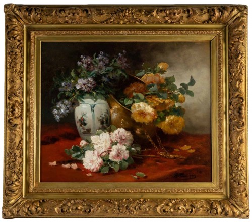 Nature morte aux bouquets de roses- Henri Cauchois (1850 - 1911)