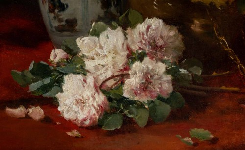 Nature morte aux bouquets de roses- Henri Cauchois (1850 - 1911) - Catel Antiquités