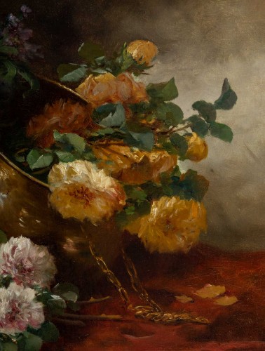 XIXe siècle - Nature morte aux bouquets de roses- Henri Cauchois (1850 - 1911)