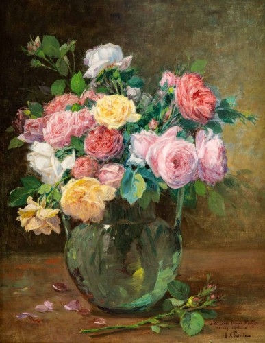 Bouquet de roses - Justin Jules Claverie (1859 - 1932) - Tableaux et dessins Style 