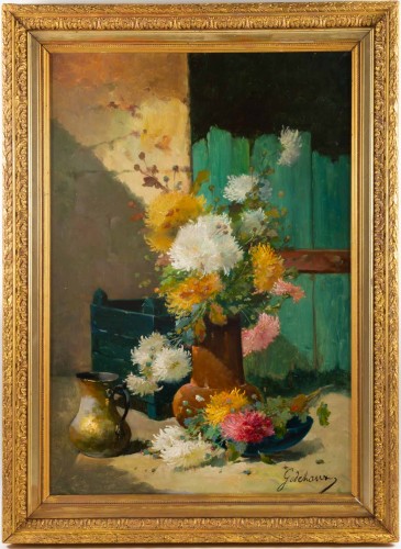 Emile Godchaux (1860 - 1938) - Bouquet de chrysanthèmes