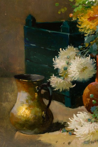 Emile Godchaux (1860 - 1938) - Bouquet de chrysanthèmes - Catel Antiquités