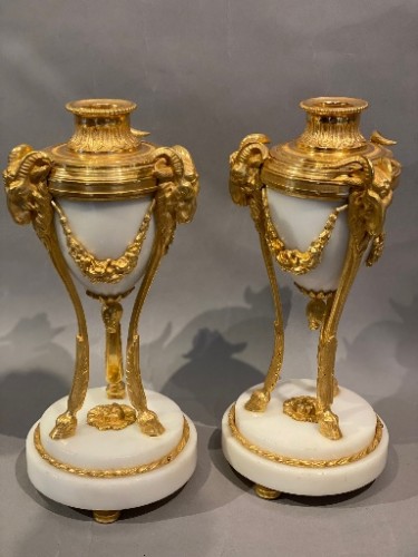 Objet de décoration Cassolettes, coupe et vase - Paire de cassolettes bougeoirs