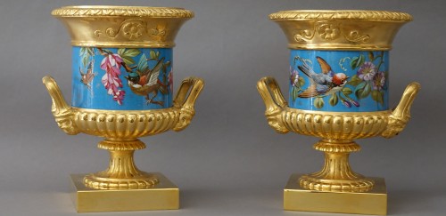 Paire de vases, bronze doré et emaillé - Objet de décoration Style 