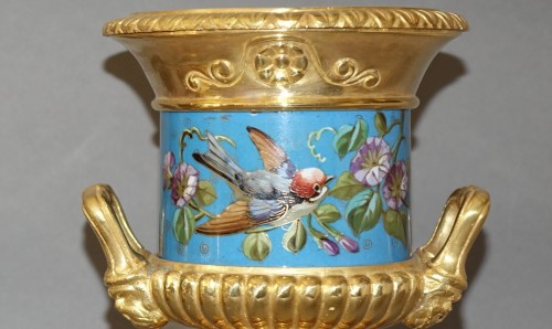 Objet de décoration Cassolettes, coupe et vase - Paire de vases, bronze doré et emaillé