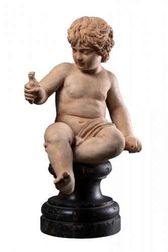 Figure en terre cuite Italienne de l'enfant Hercule, Rome XVIIIe siècle