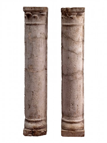 Paire de colonnes Romanes en marbre, Italie 13e/14e siècle