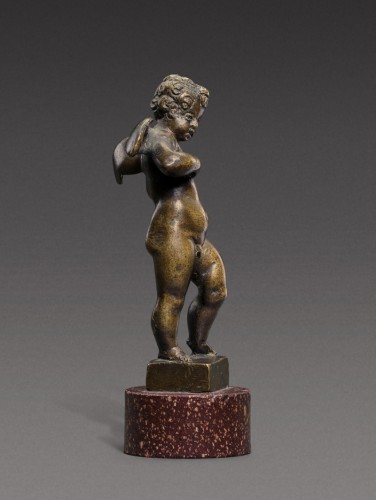 Sculpture Sculpture en Bronze - Chérubin en bronze de sur socle en porphyre