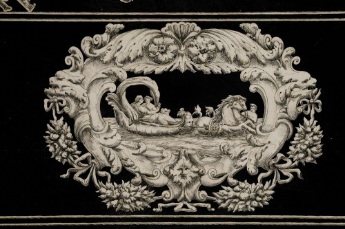 Plateau de table en scagliola décoré de scènes mythologiques - Cavagnis Lacerenza