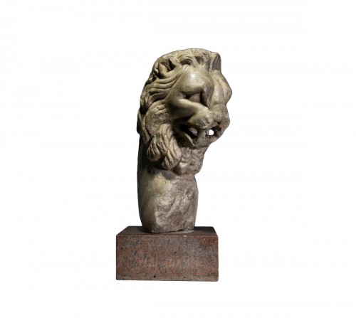 Grande tête de fontaine de lion en marbre romain, 1er / 2e siècle A.D.