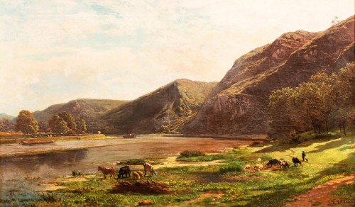 Au bord de la Meuse près de Waulsort par François Roffiaen (1820-1898)