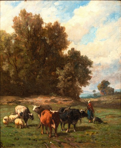 Bergère à l'orée de la forêt - Louis Robbe (1806-1887) - Chastelain & Butes