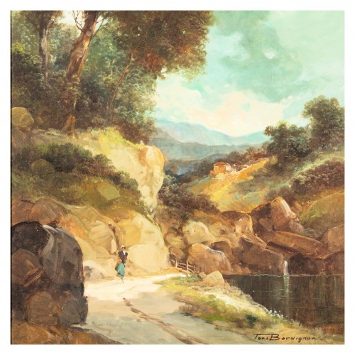 Tableau de paysage capriccio de TONI BORDIGNON (1921- - 