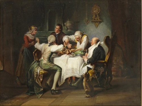 Société rococo à l'heure de la gourmandise - Jakob Emanuel Gaisser (1825 - 1899)