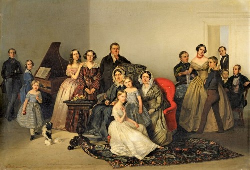 Portrait de la famille de la Duchesse Adèle Ozarowska (née Matthiessen) - Georg von Bothmann (1810-1891)