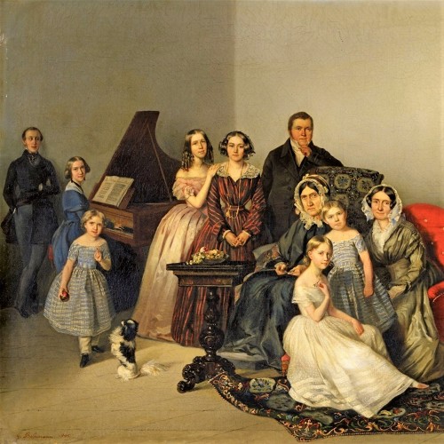 Portrait de la famille de la Duchesse Adèle Ozarowska (née Matthiessen) - Georg von Bothmann (1810-1891) - Tableaux et dessins Style 