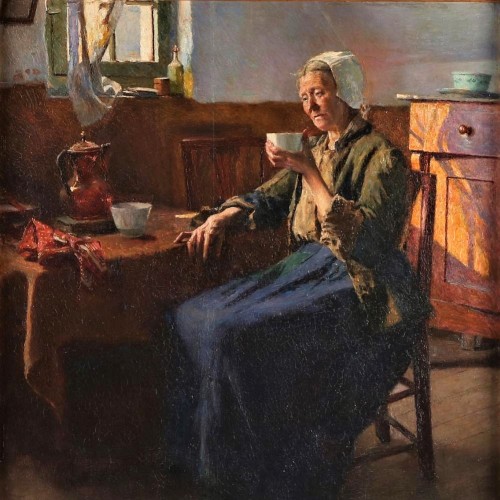 La vieille femme du pêcheur - Aloïs Boudry (1851-1938) - Tableaux et dessins Style 
