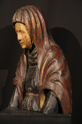 Sculpture Sculpture en Bois - Sainte femme en buste en chêne polychrome, Allemagne ou Pays Bas