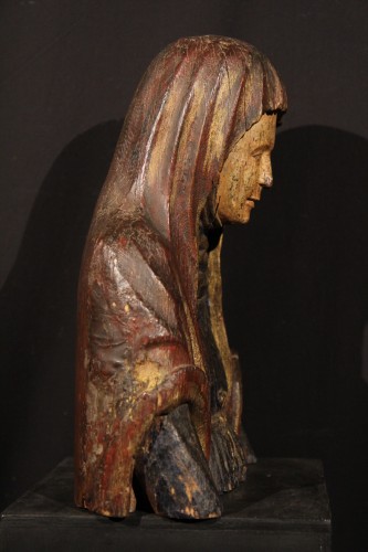 Sainte femme en buste en chêne polychrome, Allemagne ou Pays Bas - Chatelan Antiquités