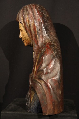 XVIe siècle et avant - Sainte femme en buste en chêne polychrome, Allemagne ou Pays Bas
