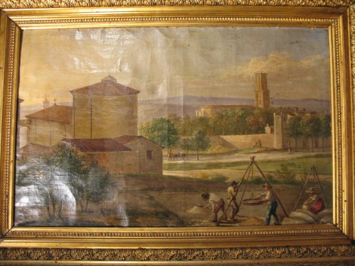 Ecole française fin du XVIIIe, Pont sur l’Arc à Aix en Provence - Tableaux et dessins Style 