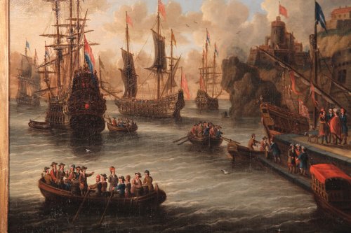 Tableaux et dessins Tableaux XVIIIe siècle - École hollandaise Peter VAN DE VELDE « Port imaginaire »