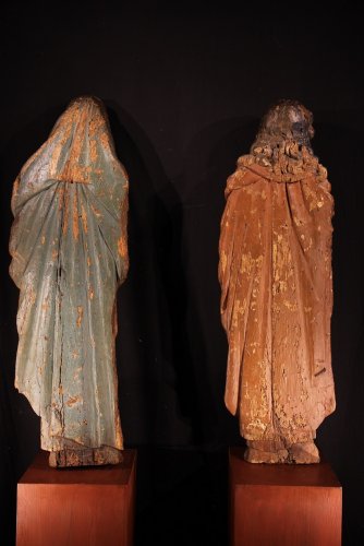 Vierge et St Jean, Europe du Nord circa 1500 - Sculpture Style 