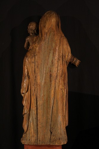 Vierge à l’Enfant en aulne, avec traces de polychromie, époque fin XVIIe début XVIIIe - Chatelan Antiquités