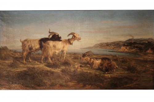François Simon (Marseille 1818-1896). Les chèvres du Rove