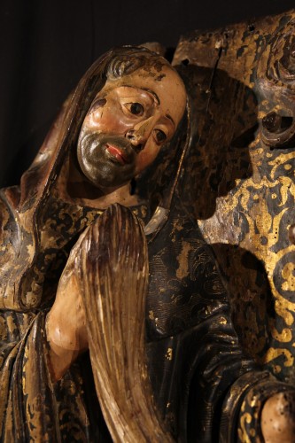 Paire de Saints Abbés sculptés, Espagne XVIe siècle - Chatelan Antiquités