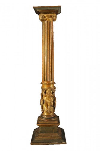 Colonne en bois doré et laqué, Italie époque XVIe siècle