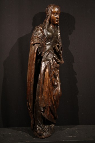 Sainte femme, travail Burgondo-Flamand de la fin du XVe siècle - Sculpture Style Moyen Âge