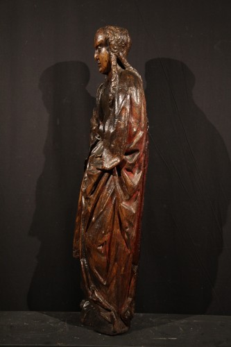 Sculpture Sculpture en Bois - Sainte femme, travail Burgondo-Flamand de la fin du XVe siècle