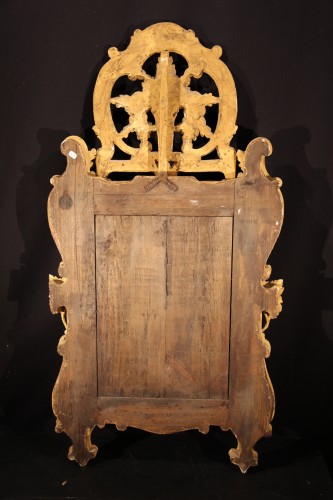 Miroir à parcloses en bois sculpté et doré dit de Beaucaire, Provence fin XVIIIe - Chatelan Antiquités