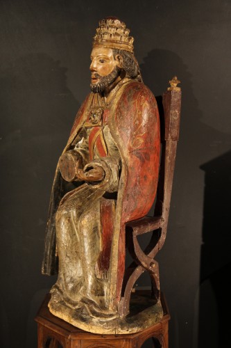 Sculpture Sculpture en Bois - Saint Pierre en pape, travail du Nord de la France, fin XVIe siècle