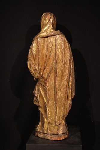 Sainte moniale en bois de résineux doré et polychrome, Espagne XVIe - Chatelan Antiquités