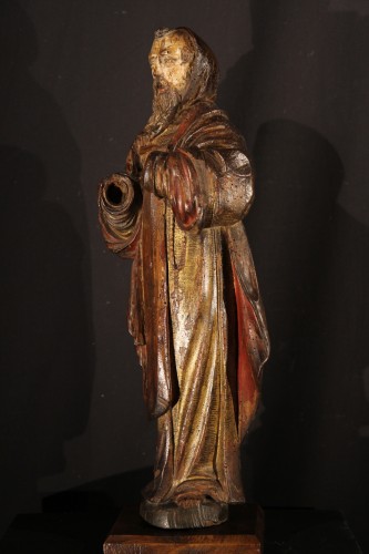 St Antoine le grand - Statuette en bois de noyer avec traces de dorure et polychromies - Chatelan Antiquités