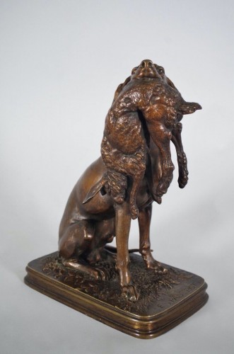 Ferdinand Pautrot - Braque au lièvre - Bronze - Sculpture Style 
