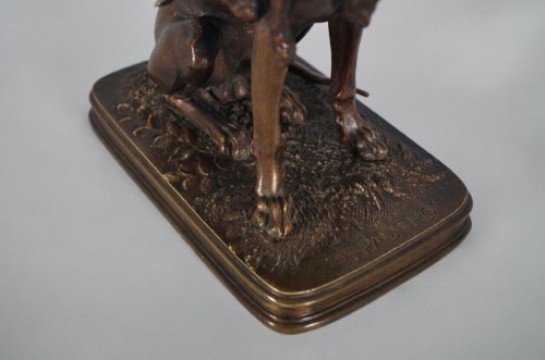 XIXe siècle - Ferdinand Pautrot - Braque au lièvre - Bronze