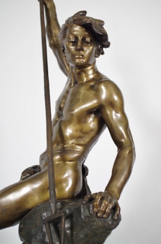 Ernest Justin Ferrand : Pêcheur au harpon - Bronze - Sculpture Style 