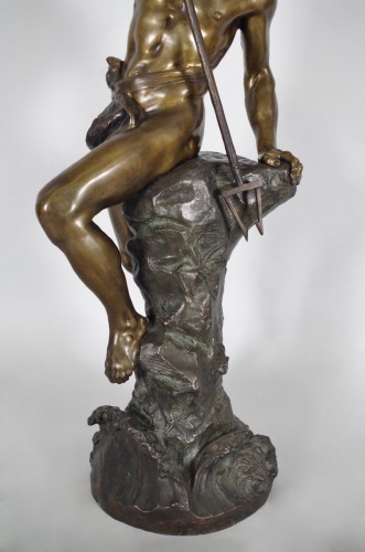 Ernest Justin Ferrand : Pêcheur au harpon - Bronze - Antiquités Saint Jean