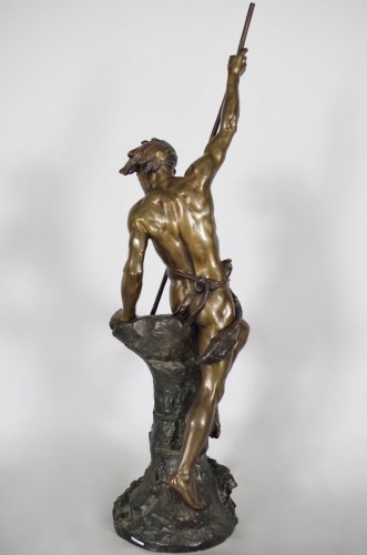 Antiquités - Ernest Justin Ferrand : Pêcheur au harpon - Bronze